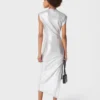 Abito drappeggiato in lurex argento