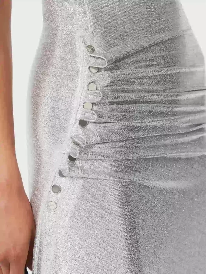 Abito drappeggiato in lurex argento