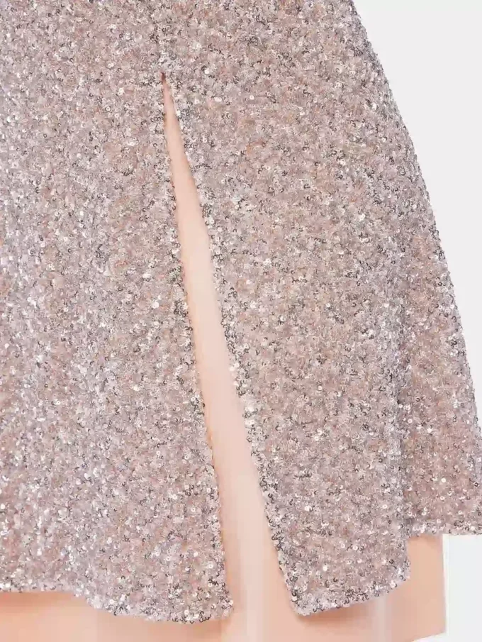 Abito in chiffon con paillettes argentate