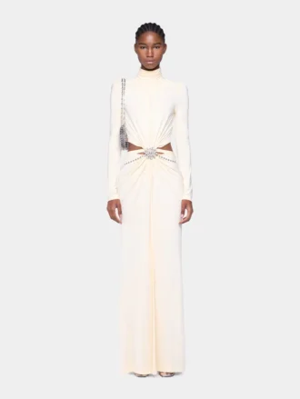 Abito lungo color crema in jersey