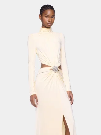 Abito lungo color crema in jersey