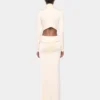 Abito lungo color crema in jersey