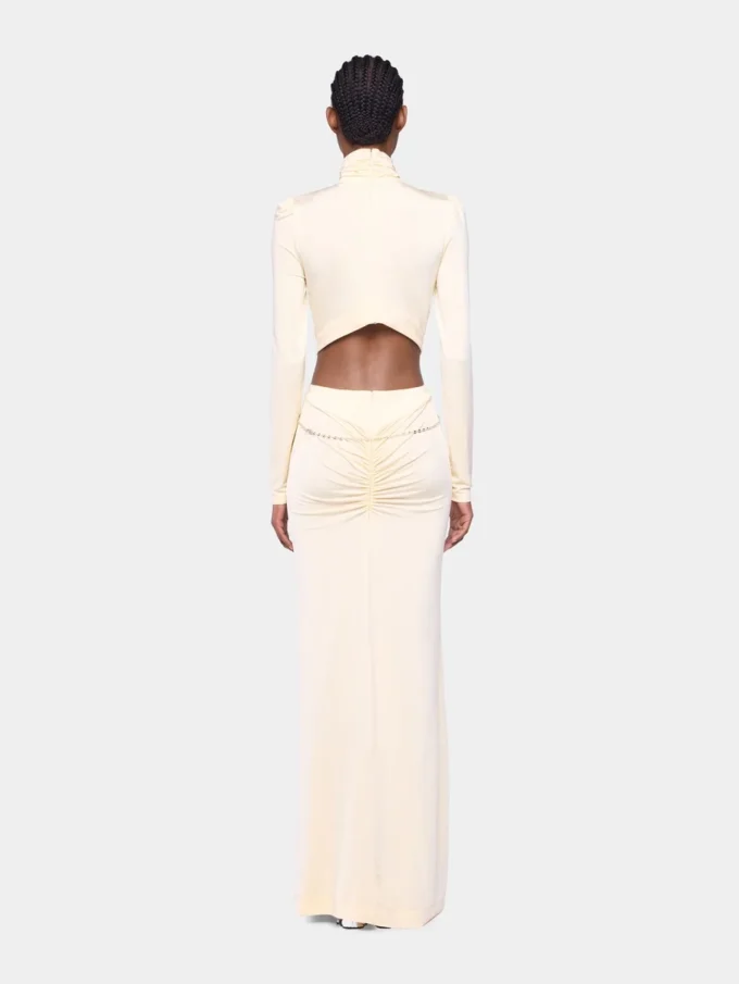 Abito lungo color crema in jersey