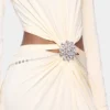 Abito lungo color crema in jersey