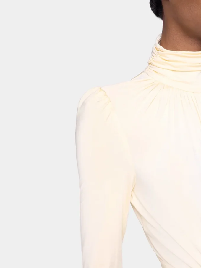 Abito lungo color crema in jersey