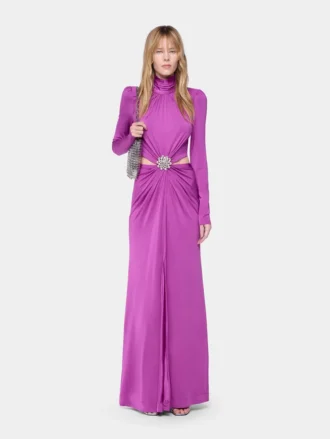 Abito lungo fucsia in jersey