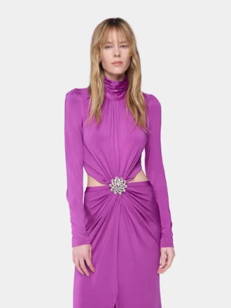 Abito lungo fucsia in jersey