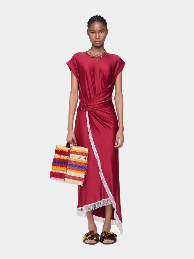 Borsa tote in rafia con manici