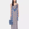Borsa a secchiello in rafia blu denim Borsa a secchiello in rafia blu denim