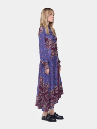 Abito midi drappeggiato in jersey stampato