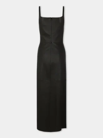 Abito midi drappeggiato in pelle