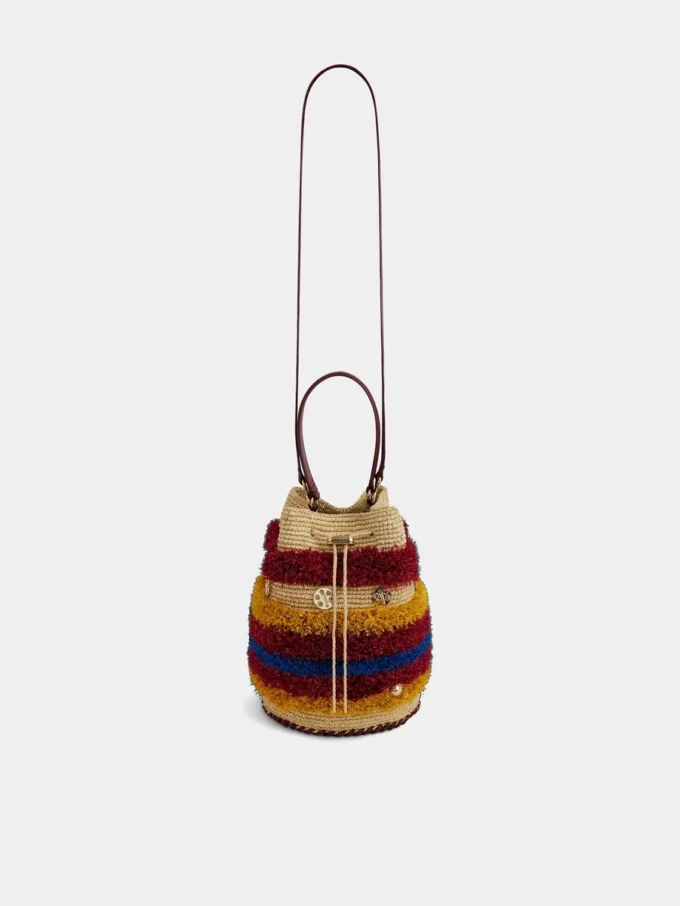 Borsa a secchiello in rafia
