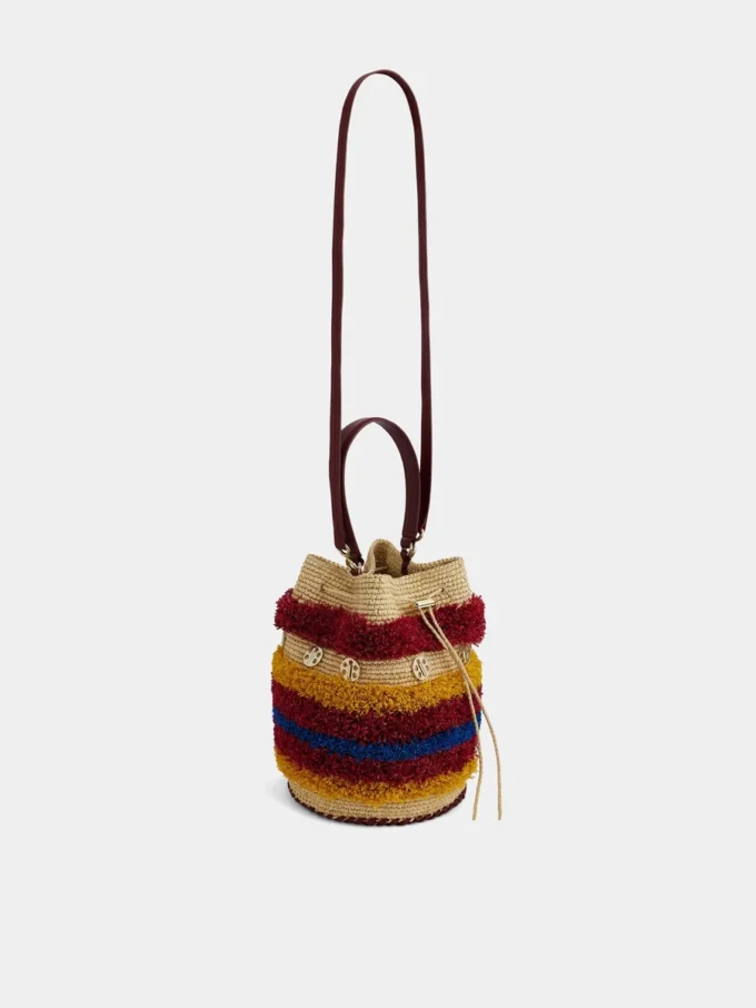 Borsa a secchiello in rafia
