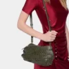 Borsa a tracolla in pelle color cachi Paco