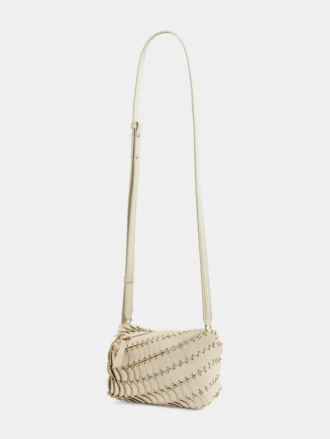 Borsa a tracolla in pelle color crema Paco