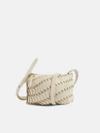 Borsa a tracolla in pelle color crema Paco