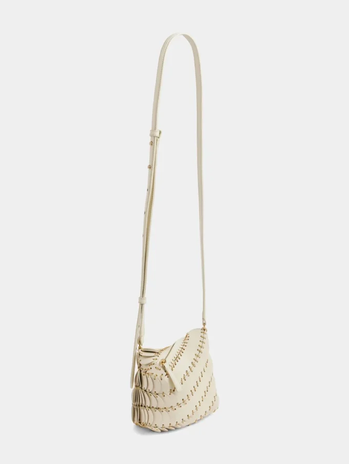 Borsa a tracolla in pelle color crema Paco