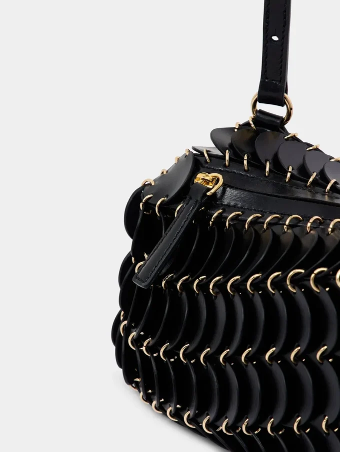 Borsa a tracolla in pelle nera Paco