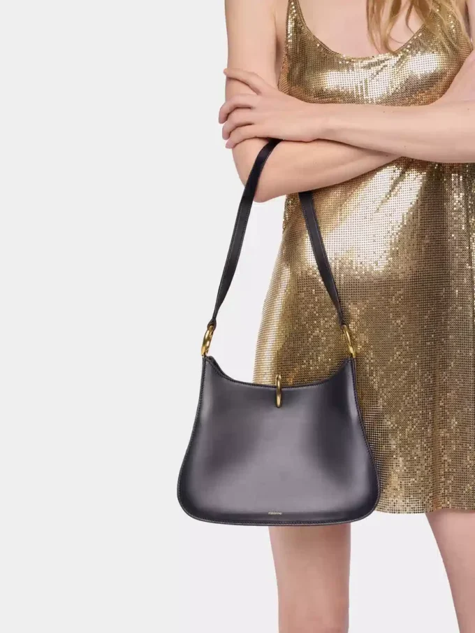 Borsa in pelle con anelli medi