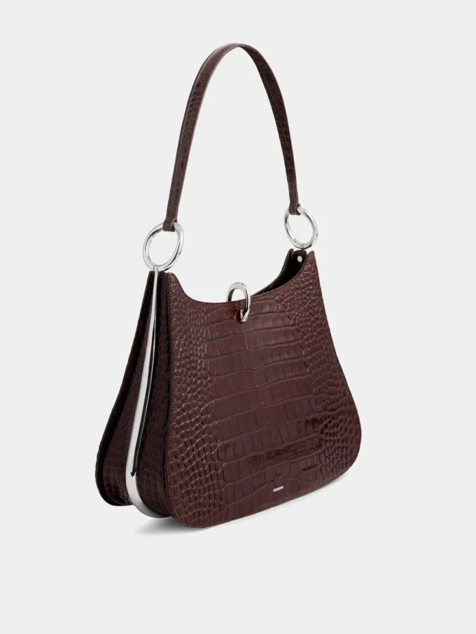 Borsa in pelle con grande anello
