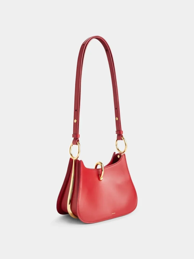 Borsa in pelle con piccoli anelli