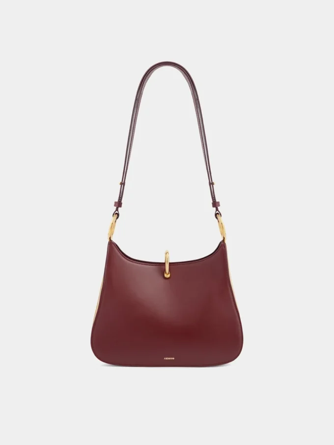 Borsa media in pelle con anelli