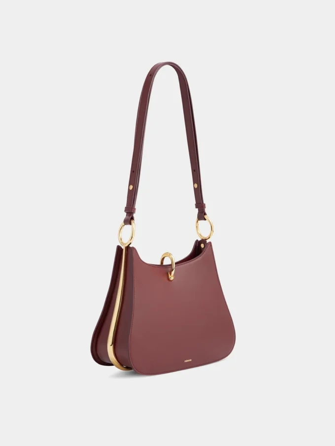 Borsa media in pelle con anelli