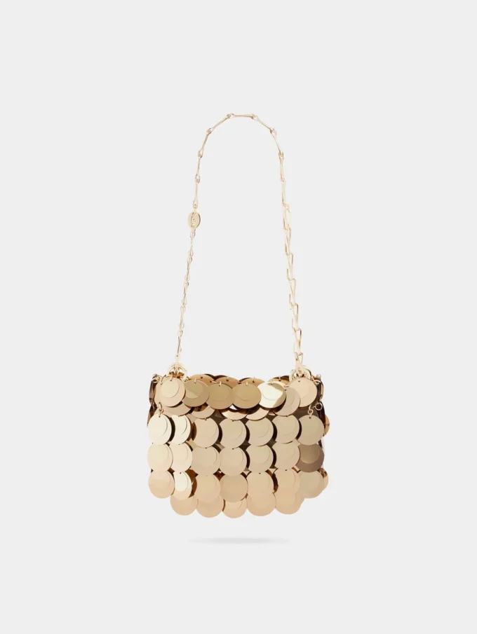 Borsa nano con dischi dorati scintillanti