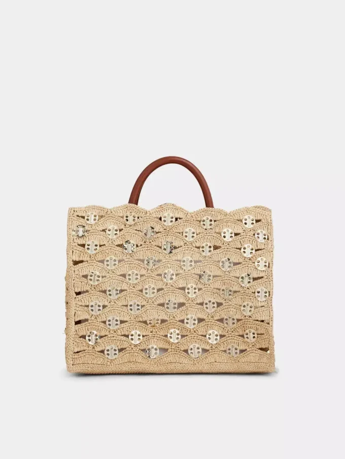 Borsa tote beige in rafia
