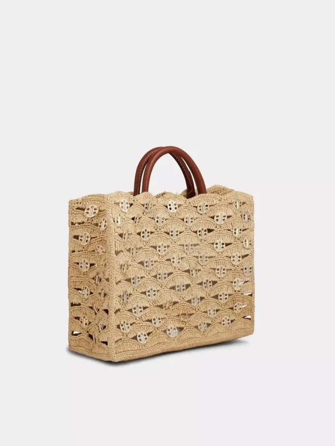 Borsa tote beige in rafia