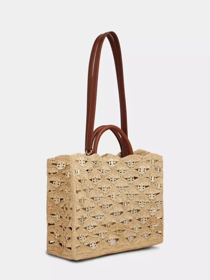 Borsa tote beige in rafia