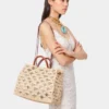 Borsa tote beige in rafia