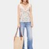 Borsa tote in rafia beige con logo