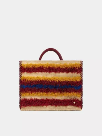 Borsa tote in rafia con manici