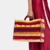 Borsa tote in rafia con manici