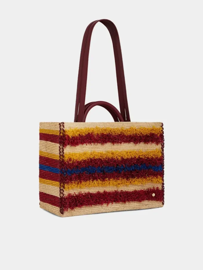 Borsa tote in rafia con manici