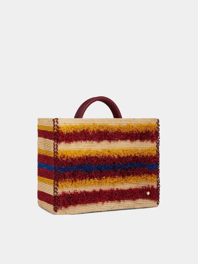 Borsa tote in rafia con manici