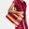 Borsa tote in rafia con manici