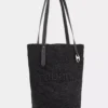 Borsa tote in rafia nera con logo