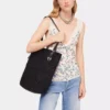 Borsa tote in rafia nera con logo