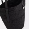 Borsa tote in rafia nera con logo