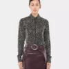 Camicia in crêpe con dettagli ricamati con paillettes