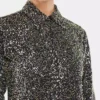 Camicia in crêpe con dettagli ricamati con paillettes