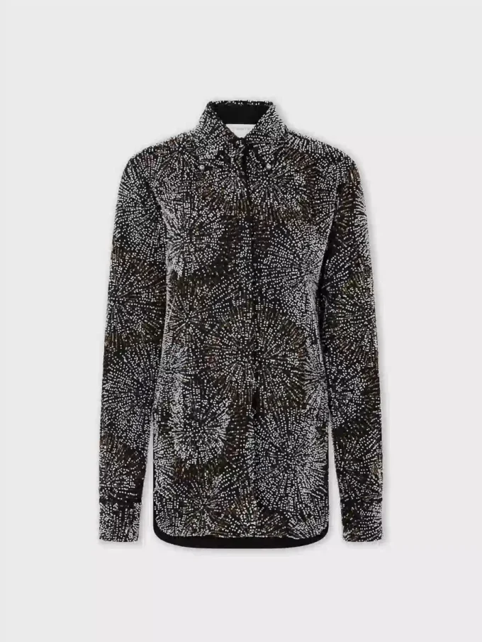 Camicia in crêpe con ricami di perle
