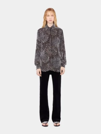 Camicia in crêpe con ricami di perle
