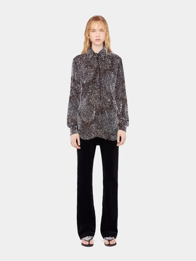 Camicia in crêpe con ricami di perle