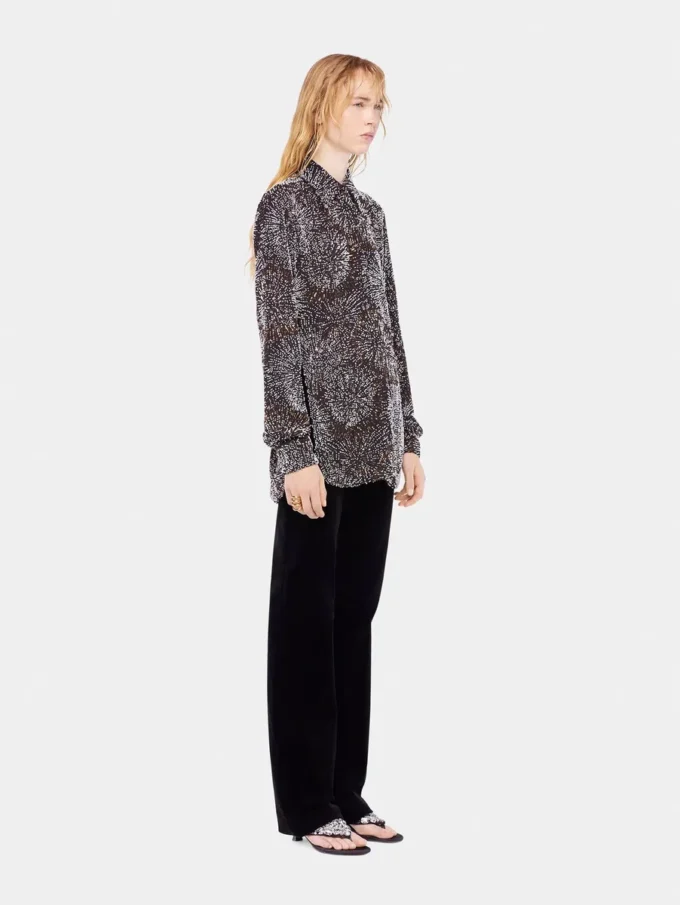 Camicia in crêpe con ricami di perle