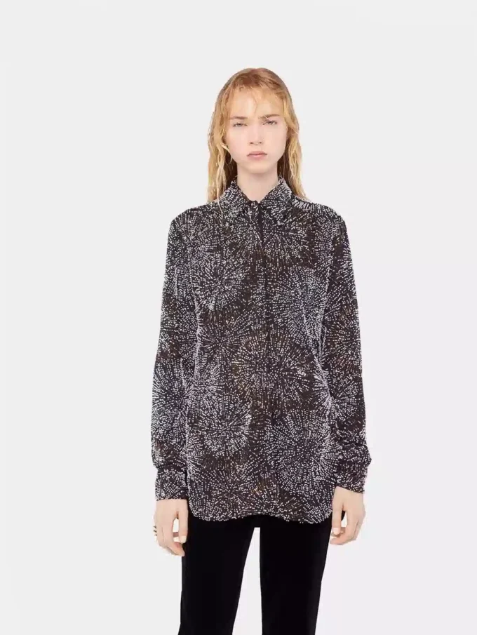 Camicia in crêpe con ricami di perle