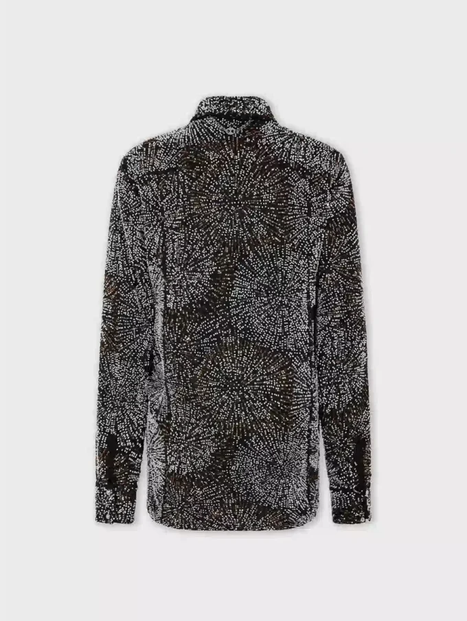 Camicia in crêpe con ricami di perle