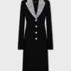 Cappotto lungo in lana con collo in paillettes